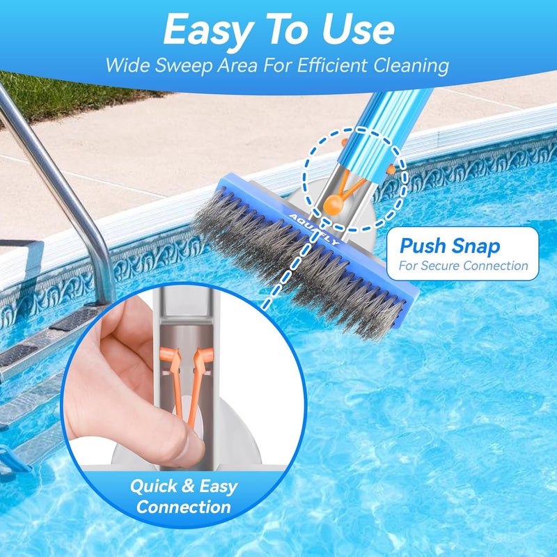 AQUAFLY 5-Inch Stainless Steel Pool Brush - Heavy Duty Pool Cleaning Brush for Concrete & Gunite Pools, Deep Cleaning Tool for Walls & Floors - Durable Wire Bristle Brush Head - Image 4